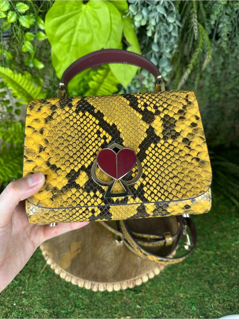 Kate Spade Nicola Twistlock Snakeskin Print Top Handle Bag with Strap